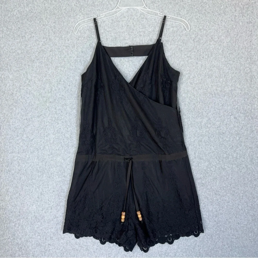 Chaser Romper Black Lace Size Small Spaghetti Straps Adjustable Cinch Waist NWT - Picture 1 of 16